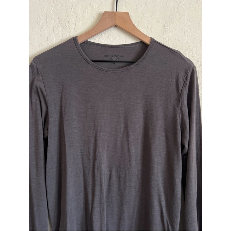 Outerknown Active Wool Long Sleeve Crewneck Base Layer Top Medium Gray Outdoor gallery