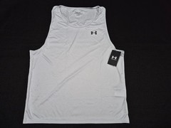 Under Armour Mens Velocity SL Light Gray Tank Heat Gear Loose 1383408-015