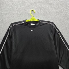 Nike Men Shirt M Black Dri-Fit Activewear Mini Center Swoosh Embroidered Logo