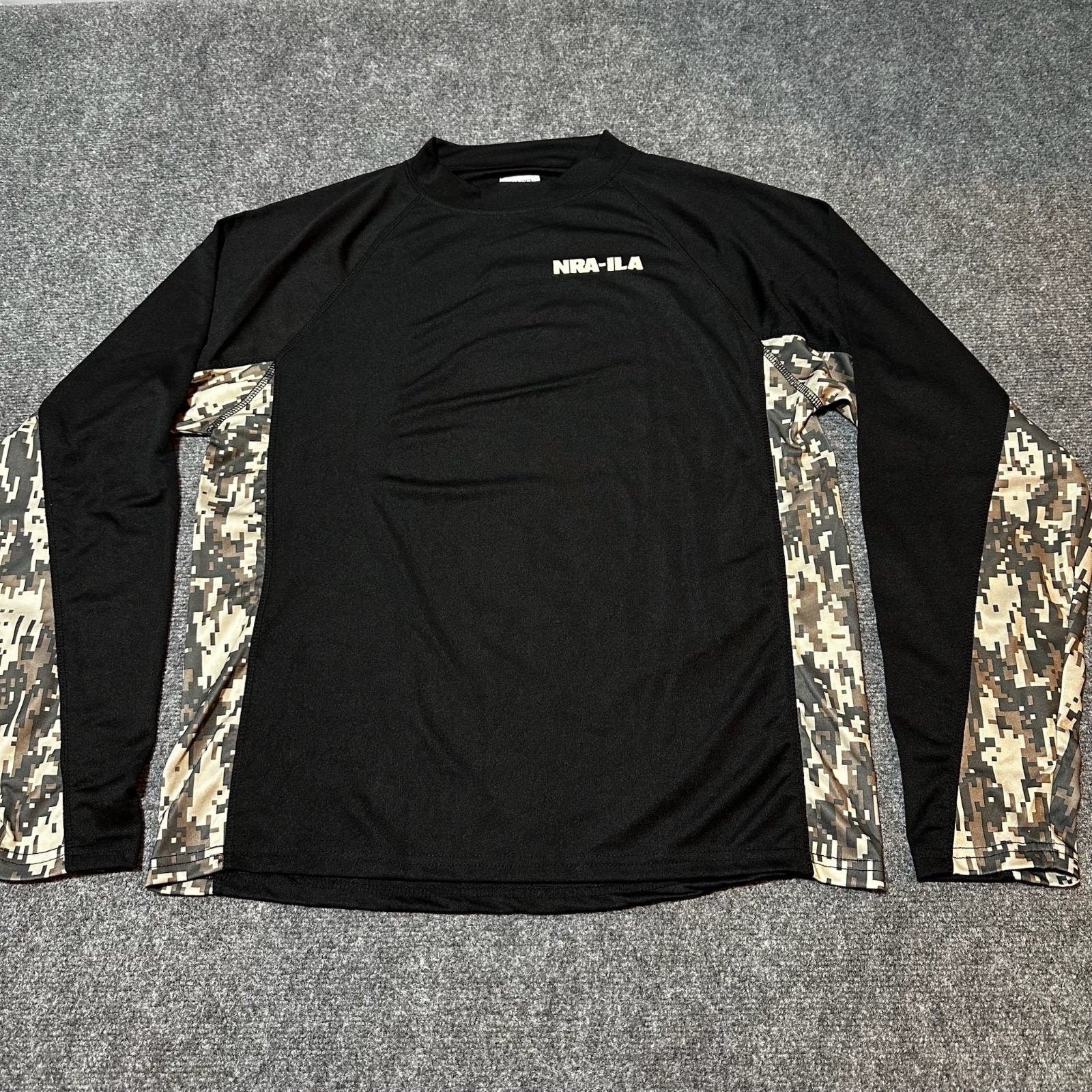 NRA ILA Shirt Mens Large Black Camo Trim Pullover Raglan Long Sleeve Outdoors gallery