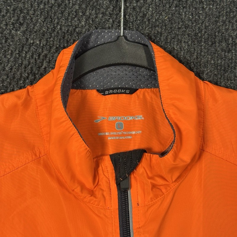 Brooks Shelter Technology Running Vest Mens L Orange Full Zip Reflective Vented gallery