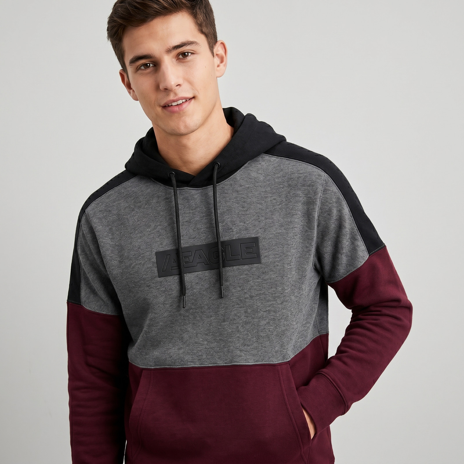 American Eagle Young Men's Long Sleeve Colorblock Hoodie Top in size Small NWT gallery