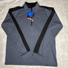 HAWKE & Co Men’s Stretch Pullover dark blue Mock Neck Zip Long Sleeve Size L