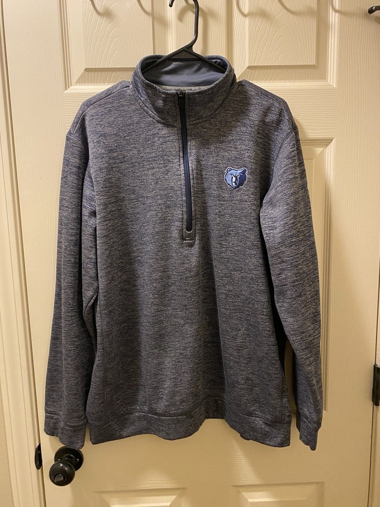 Men's Memphis Grizzlies Adidas Climawarm Heather Navy Quarter-Zip pullover XL