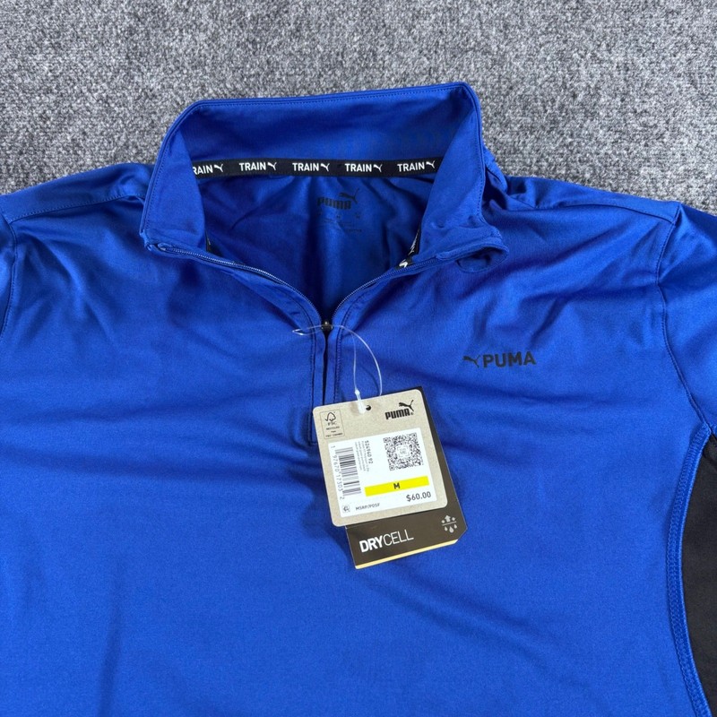 Puma Quarter Zip Pullover Mens Size M Blue DryCell Training Top NWT 524940-92 gallery