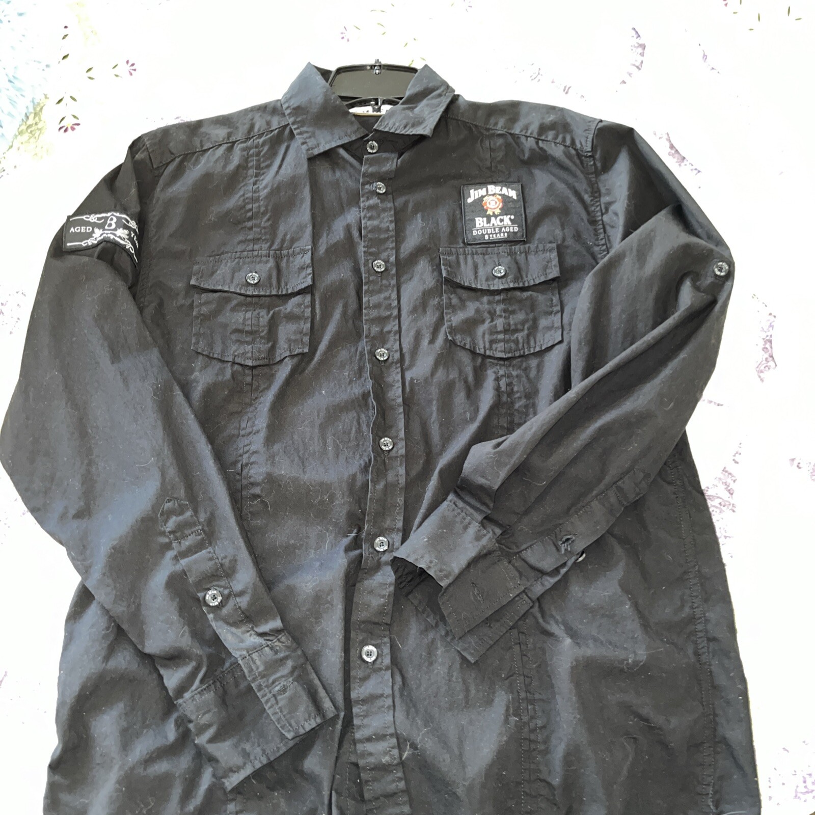 Jim Beam Whiskey Promo Black LONG SLEEVE SHIRT Cotton Large gallery