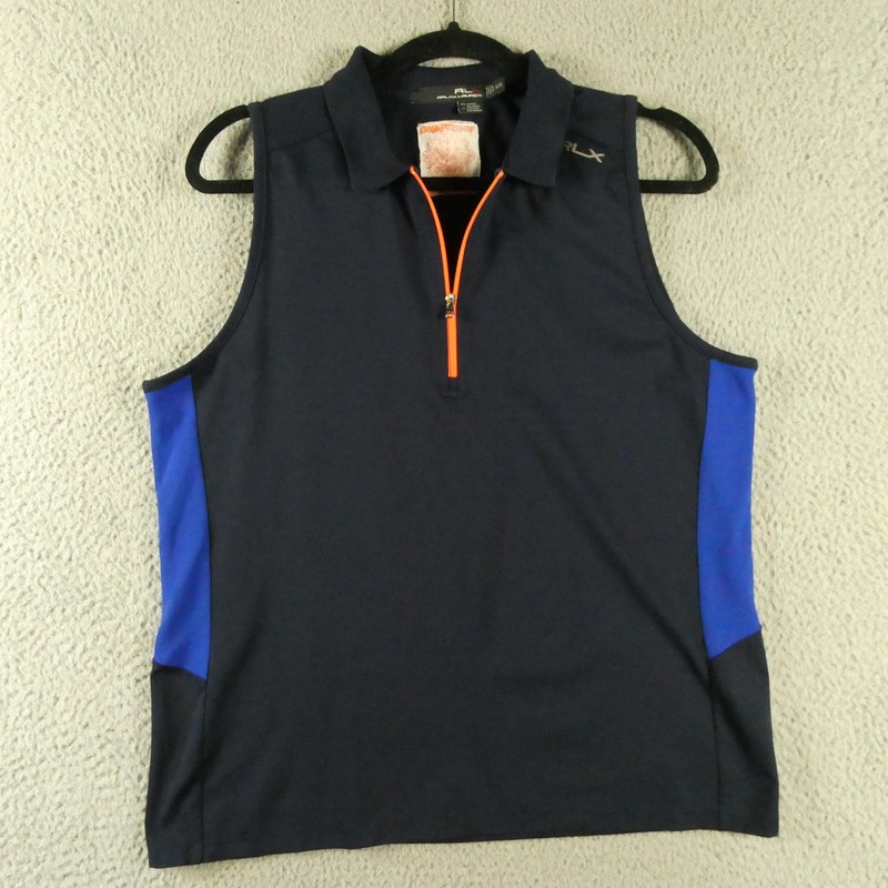 RLX Ralph Lauren Mens XL Blue Sleeveless Golf Polo Shirt Preppy Whistling Strait gallery