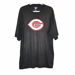 Team 365 Men Black Graphic T-Shirt Cincinnati Reds Baseball Short Sleeve Sz 2XL