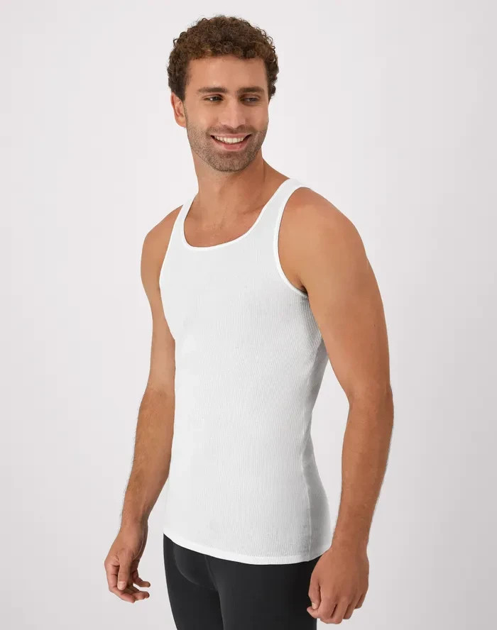 Hanes Men's White Tank Undershirts Large 6 Pack Moisture Wicking 372AP6 gallery