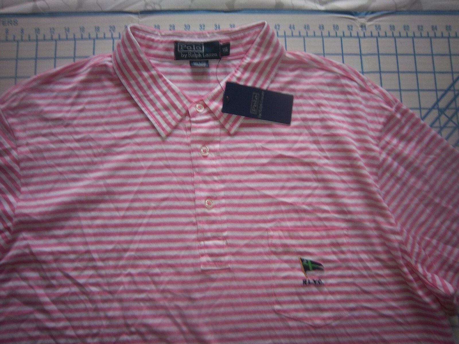 MENS 2XL PINK/WHITE LIGHTWEIGHT SOFT RALPH LAUREN RLYC STRIPED POLO SHIRT - NWT gallery
