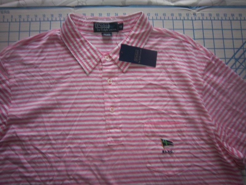 MENS 2XL PINK/WHITE LIGHTWEIGHT SOFT RALPH LAUREN RLYC STRIPED POLO SHIRT - NWT gallery