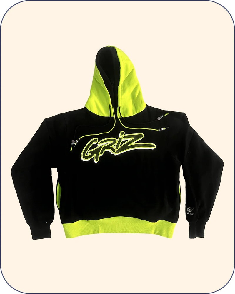 GRiZ - Double-Hooded "Sportsball Warmup" Pullover Hoodie in Black Slime Size 2XL