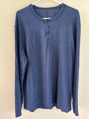 Lululemon 5 Year Basic Long Sleeve Shirt Sz XL Cotton Henley Black/gray Gym