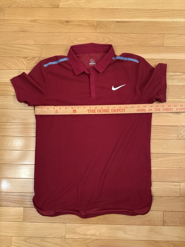 Nike Roger Federer RF Monte Carlo Tennis Polo Shirt Medium Red Gray Dri Fit gallery