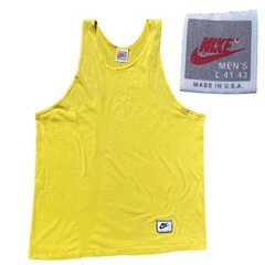 Vintage Nike Tank Top Yellow Sleeveless Shirt Made in USA Mens Size LARGE