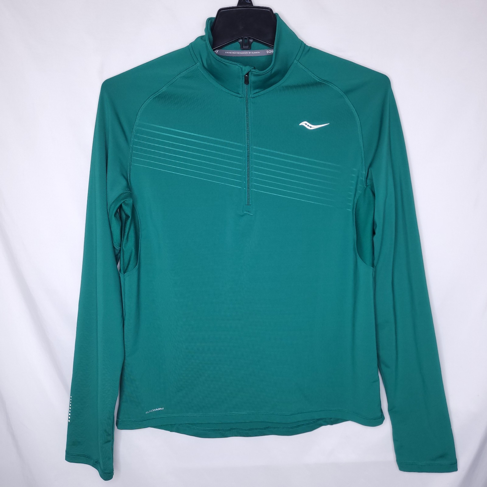 Saucony Shirt Mens Medium Green 1/4 Zip Run Warm gallery