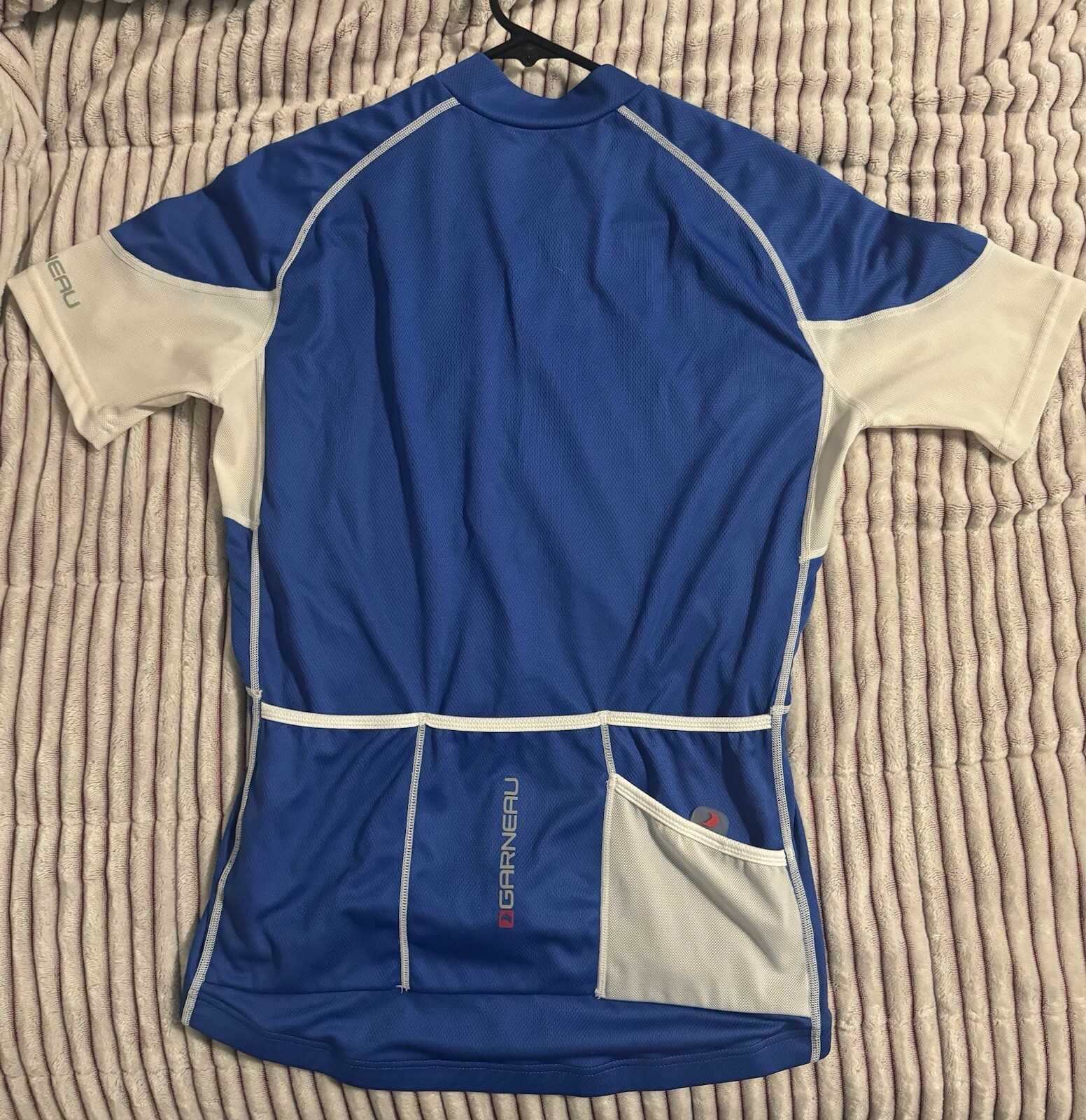 Louis Garneau Cycling Shirt Jersey Mens Medium Blue Black Short Sleeve Full Zip gallery