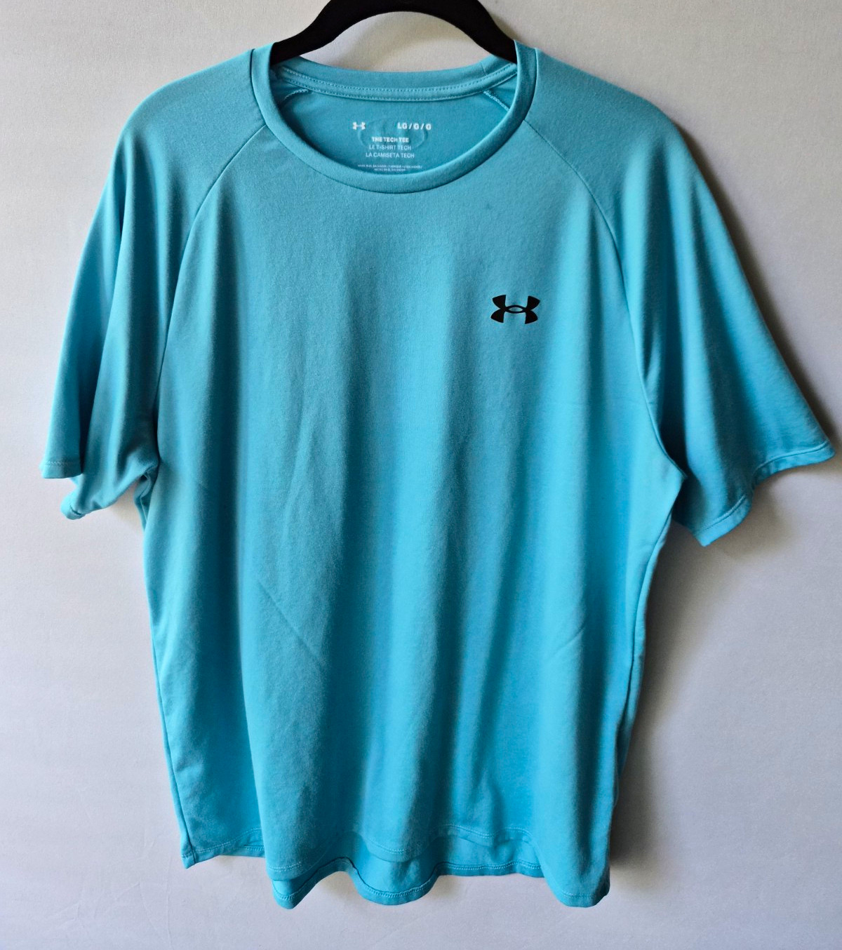 Under Armour The Tech Tee Men’s L Blue Crew Neck Raglan Sleeve Polyester Logo gallery
