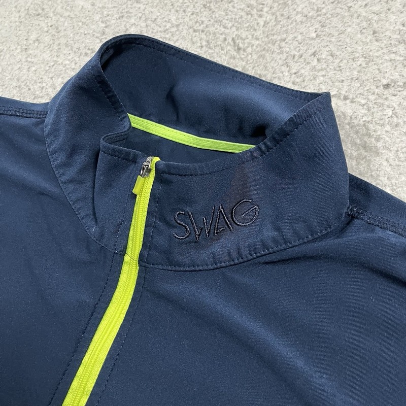 SWAG Golf 1/4 Zip Pullover Mens M Blue Skull Long Sleeve Performance Stretch gallery