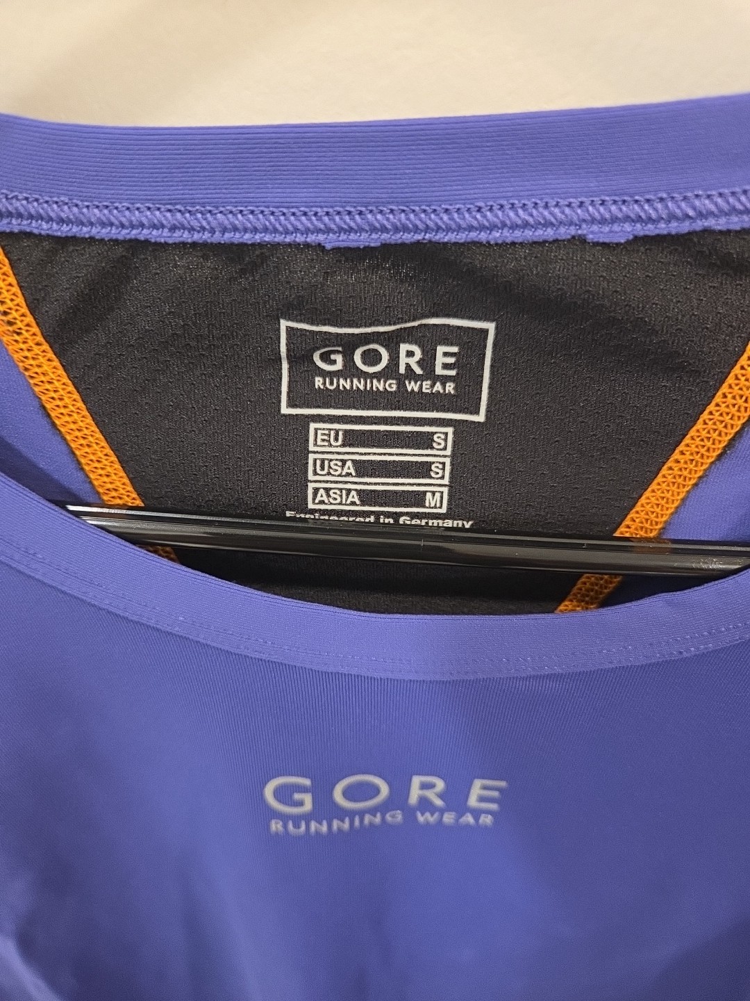 Gore Running Wear Blue Orange Black Men's Long Sleeve Shirt Layer Size Small gallery