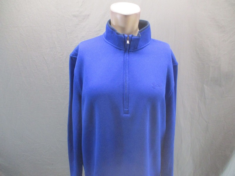 Under Armour Size L Men Blue 1/2 Zip Stand Collar Training Athletic Pullover 800 gallery