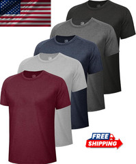 Men’s 5 Pack Workout Shirts Quick Dry Black Short Sleeve Gym Tees