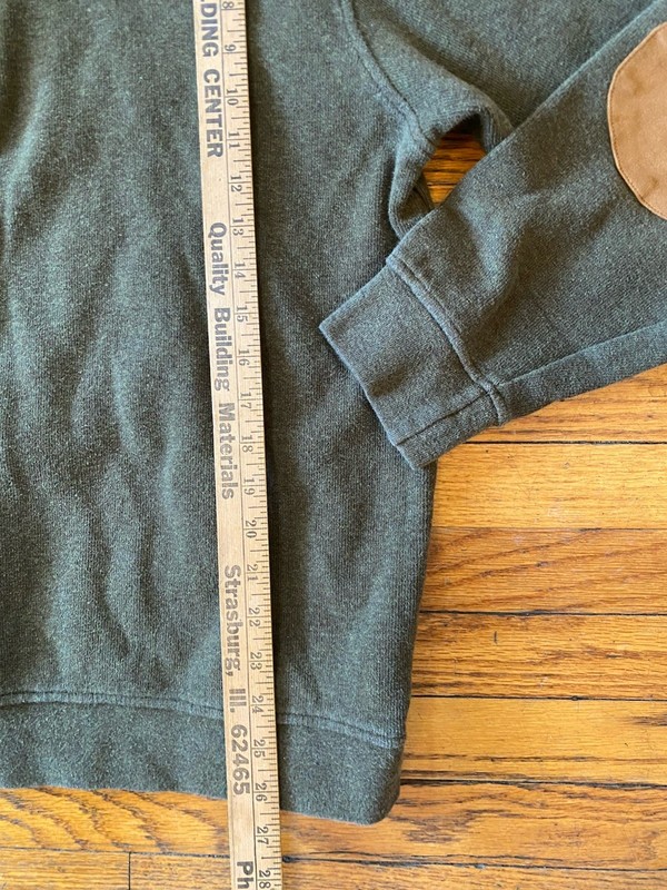 Men's Orvis Simoom Tweed Quarter Zip Sweatshirt Green Large, Elbow Patches gallery