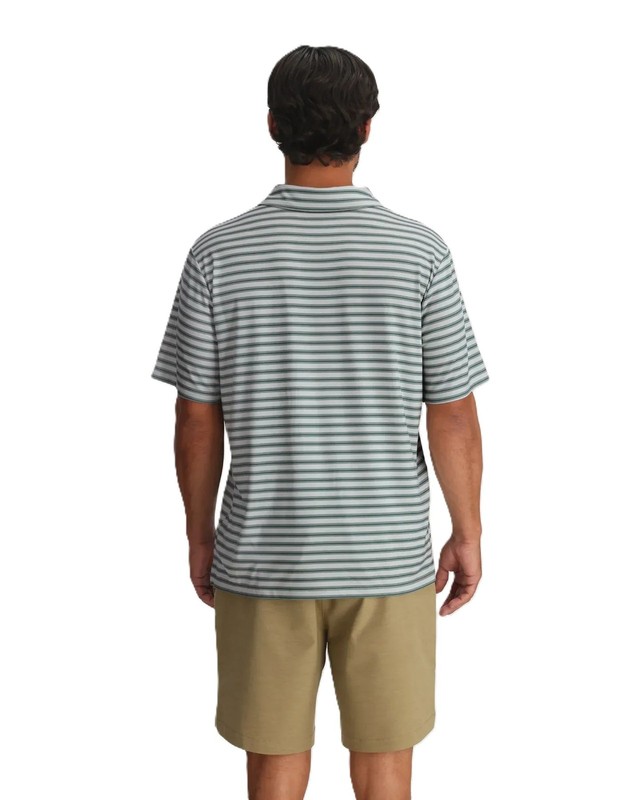 Free Fly Elevate Polo Men's Shirt, Smooth Sailing Stripe Heather Aspen Grey, Lar gallery