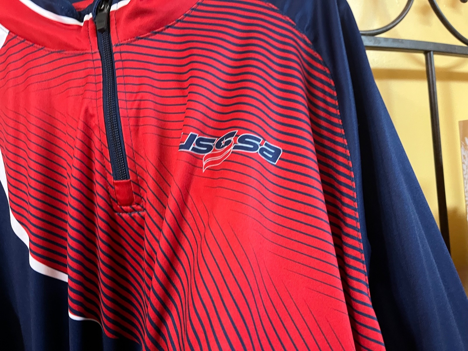 USSSA L/S 1/4 zip Pullover size XL red, white, blue Boombah gallery