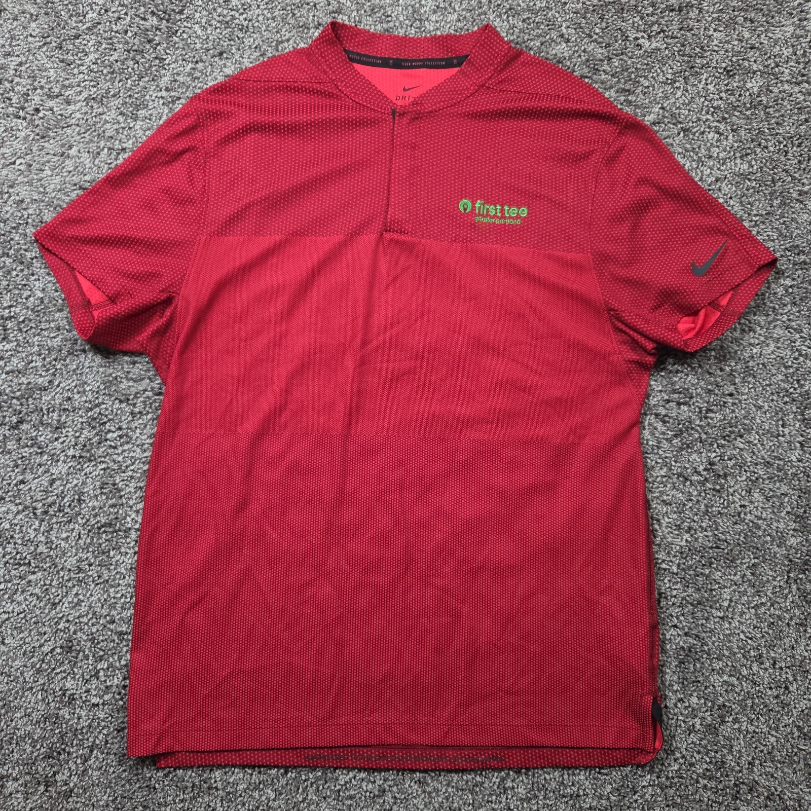 Nike Dri-Fit ADV TW Tiger Woods Blade Collar Golf Polo Shirt Mens Medium Red gallery