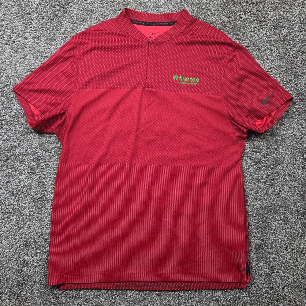 Nike Dri-Fit ADV TW Tiger Woods Blade Collar Golf Polo Shirt Mens Medium Red