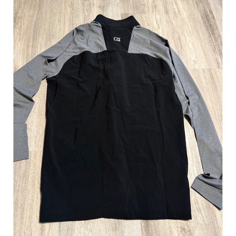 Cutter and Buck Mens SP CB DryTec 50+ Quarter Zip Pullover Golf Shirt Black Grey gallery