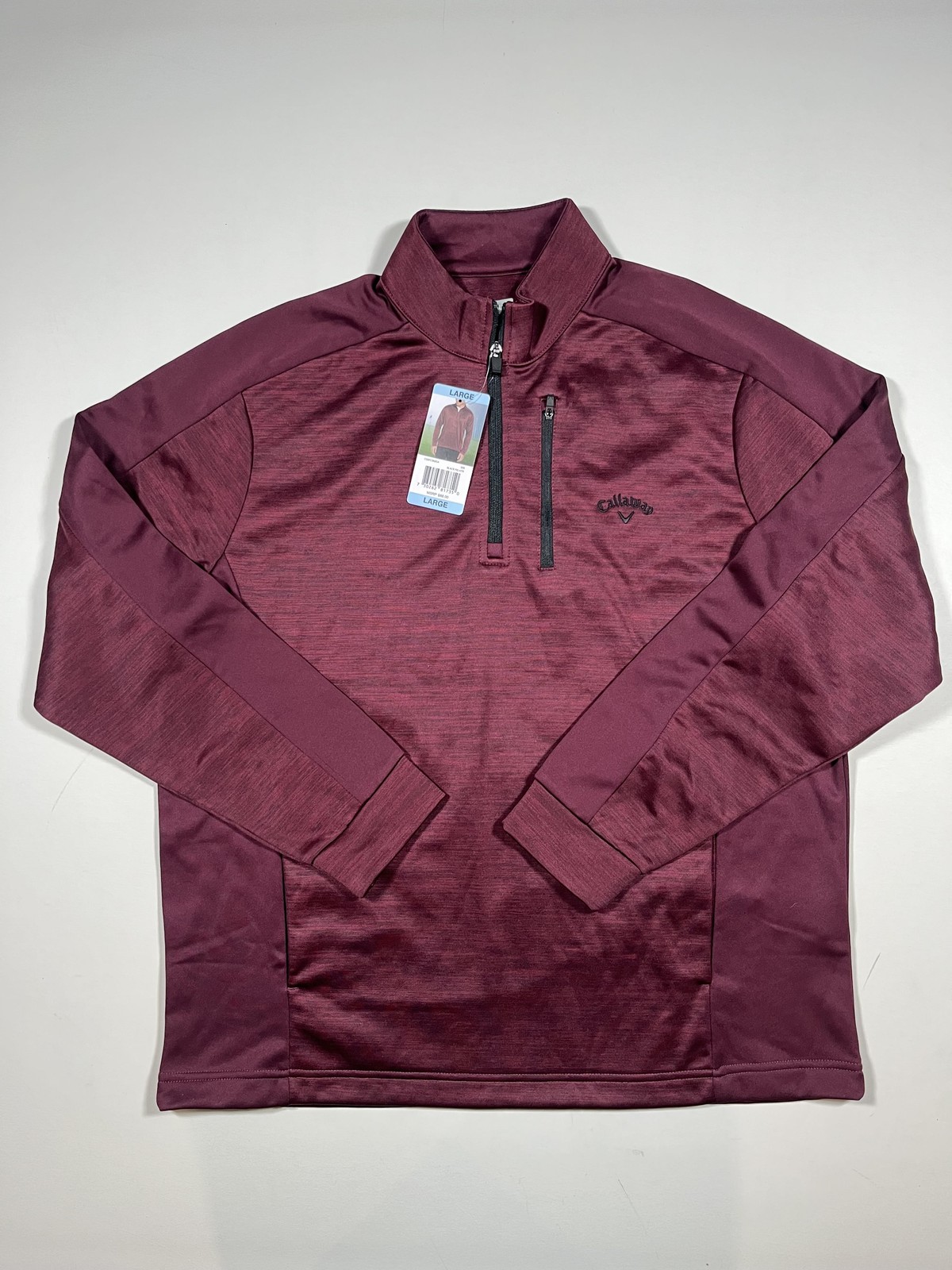 Callaway Pullover Shirt Mens Large Black Fig Heather Quarter Zip Golf UPF 50 gallery