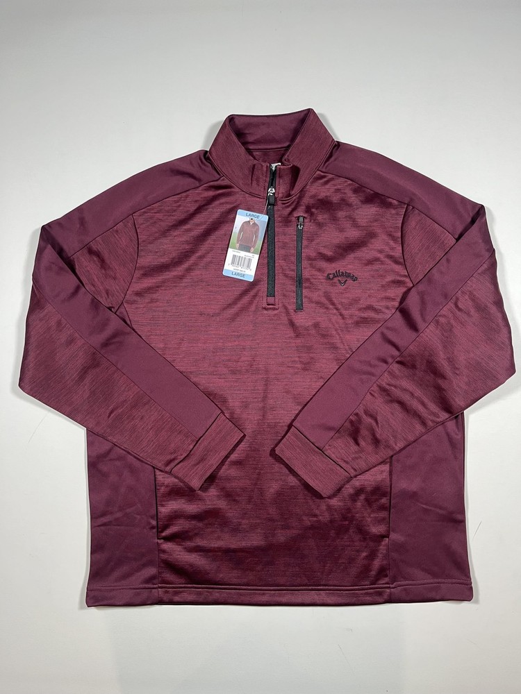 Callaway Pullover Shirt Mens Large Black Fig Heather Quarter Zip Golf UPF 50