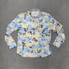 Emerald 18 men sz XL 1/4 zip Coral Reef Star Fish pattern long sleeve shirt