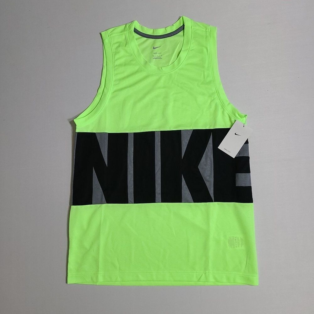 Nike Retro Basketball Tank Mens Small Lime Green Grey Black Dri-fit NEW gallery