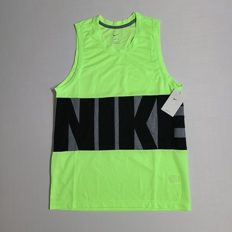 Nike Retro Basketball Tank Mens Small Lime Green Grey Black Dri-fit NEW gallery