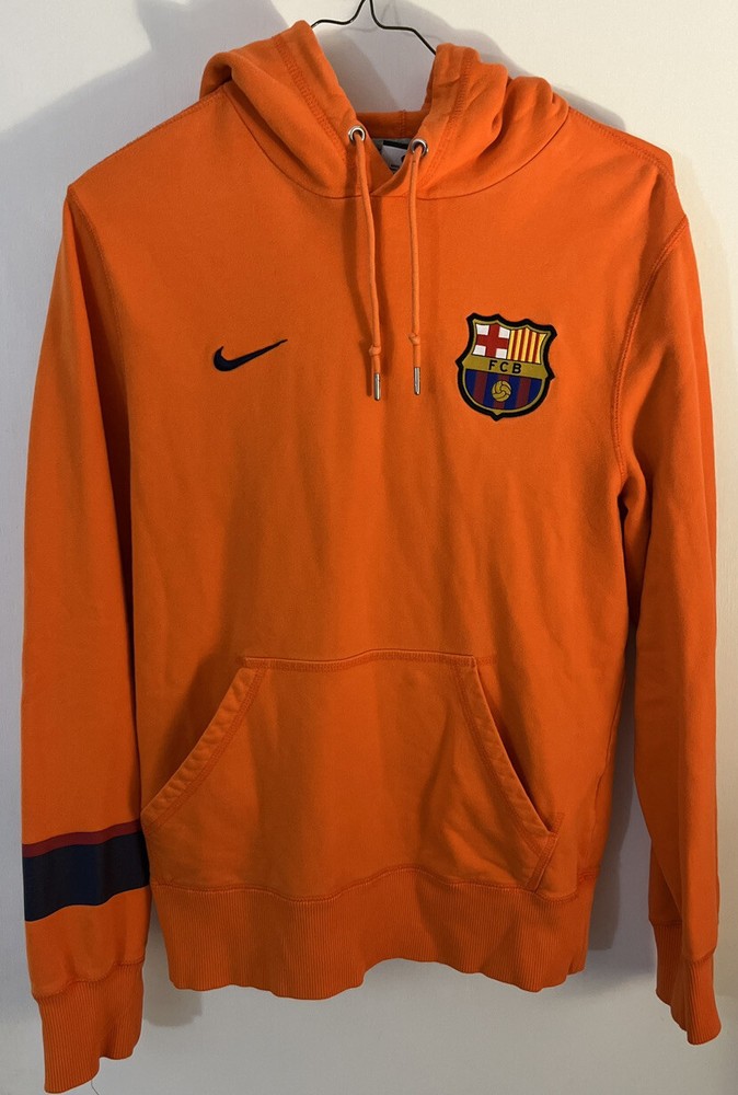 Nike FCB Orange Hoodie Futbol Club Barcelona Barca Soccer Size Small
