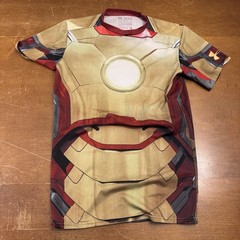 Marvel Under Armour Iron Man Shirt Mens Large Red Gold Compression HeatGear