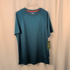 Lake & Trail Men’s Recycled Polyester Tech Tee Quick Dry UPF 30 Blue L