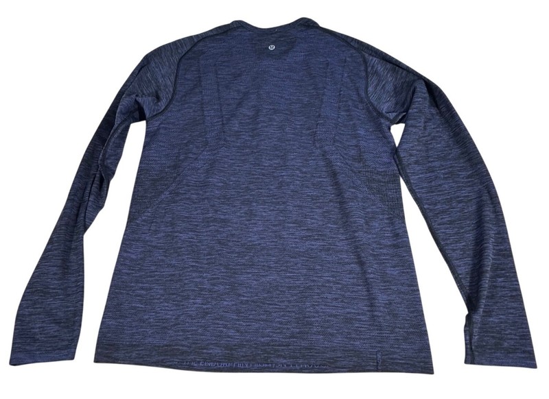Lululemon Metal Vent Tech Heathered Blue Shirt Mens M Long Sleeve Henley Stretch gallery
