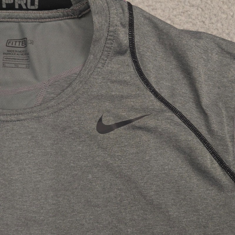 Nike Mens Cool Fitted Dri Fit Shirt XL Gray Stretch Athletic Training Tee gallery