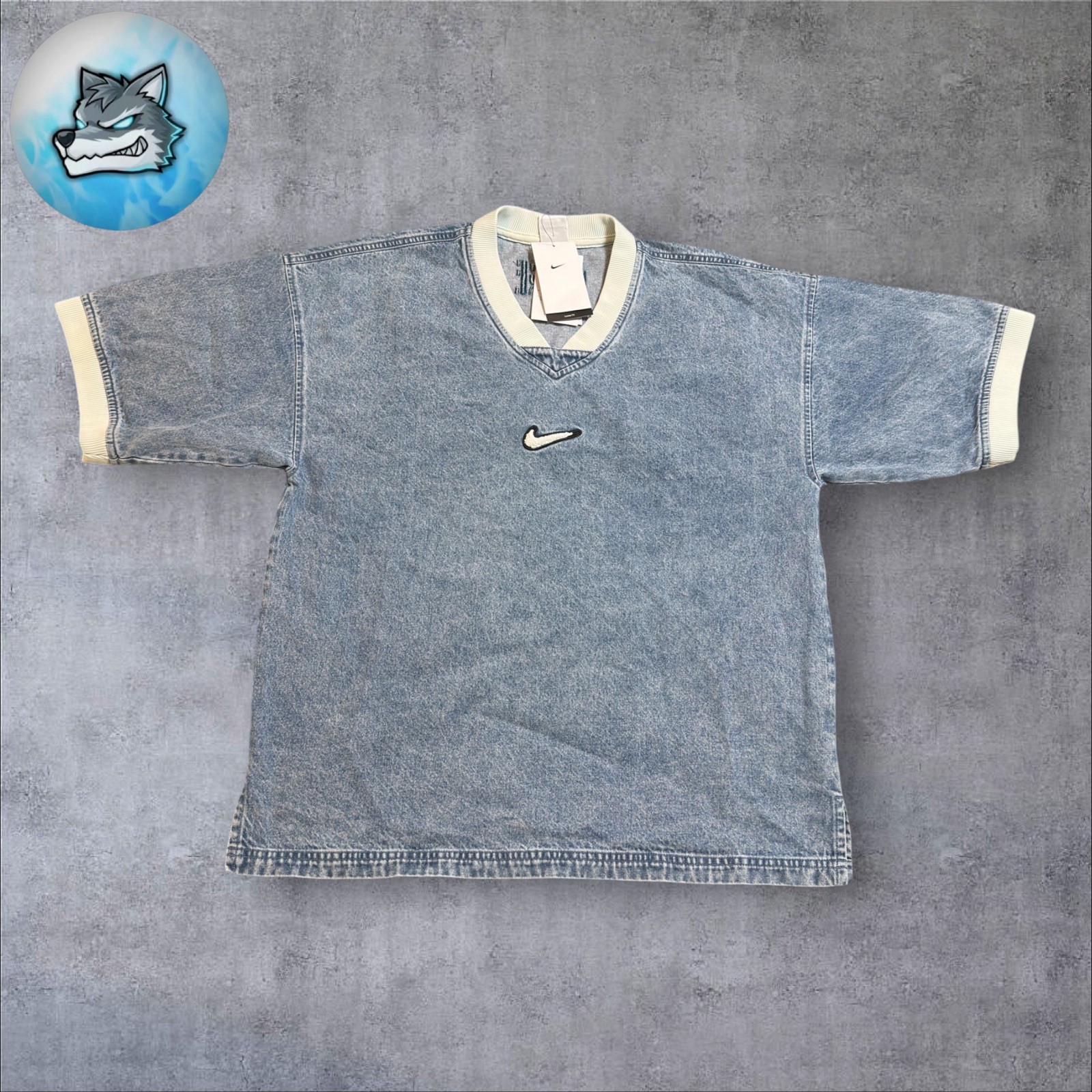Nike Air Denim Short-Sleeve Basketball Top Blue Grey HV1918-436 Mens Size Small gallery