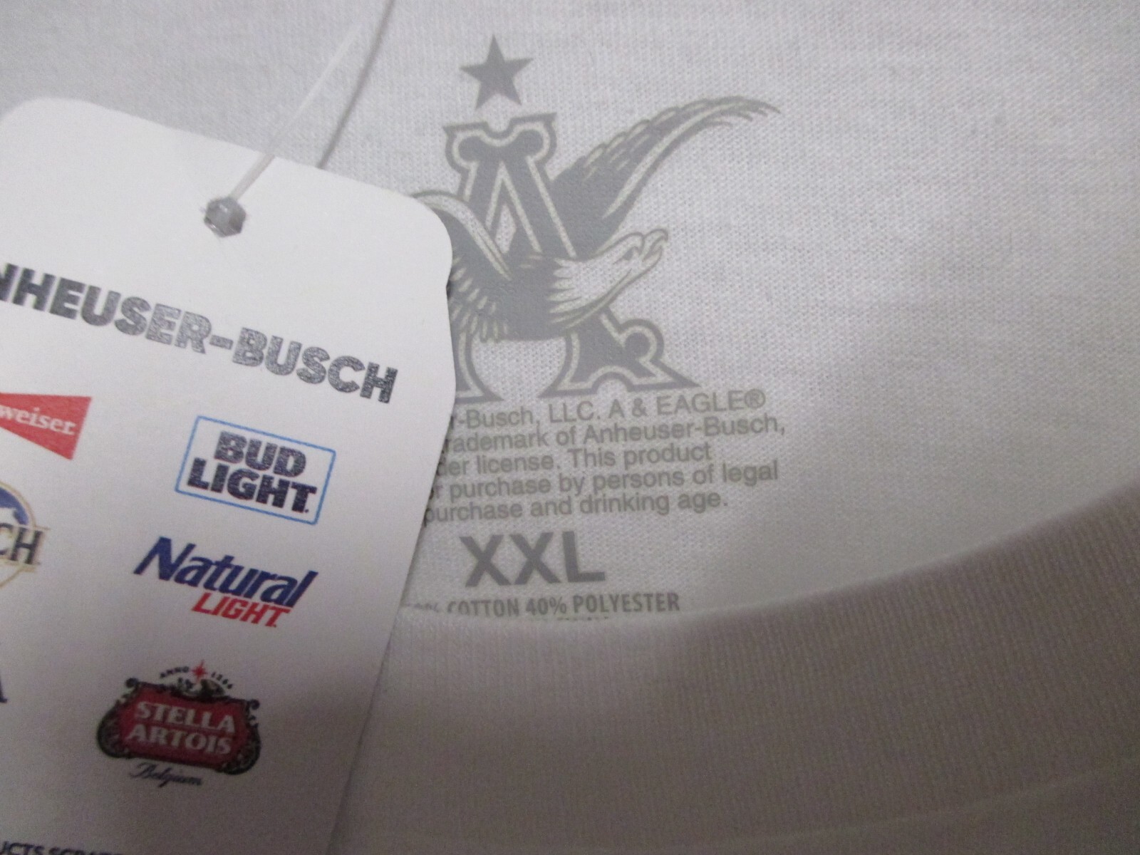 ANHEUSER-BUSCH MENS (CLASSIC LOGO) T SHIRT (XXL) NWT WHITE, SOFT COOL LOGO gallery