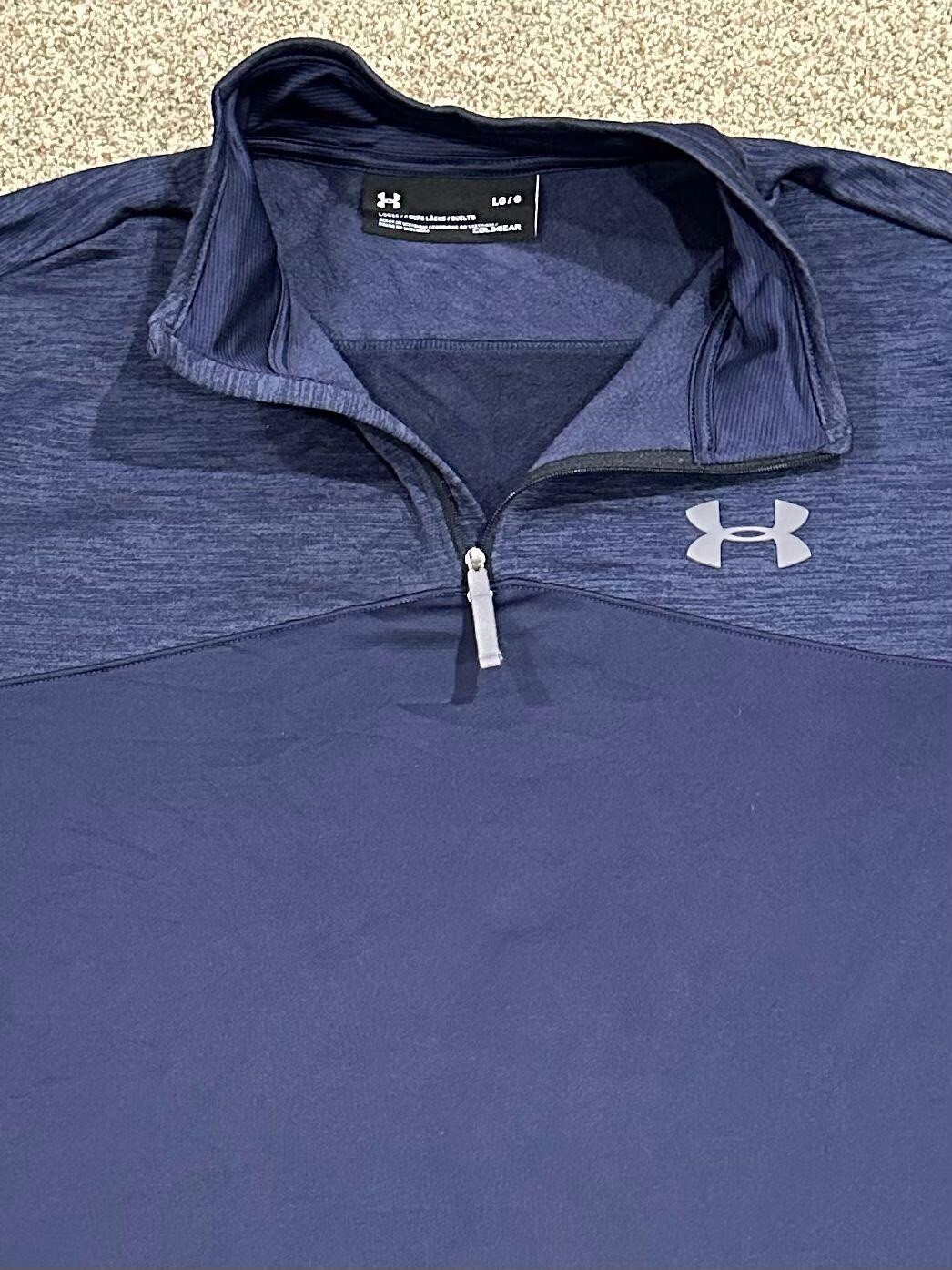 418 Under Armour ColdGear Men's L Loose 1/4 Zip Pullover Lightweight Fleece Blue gallery