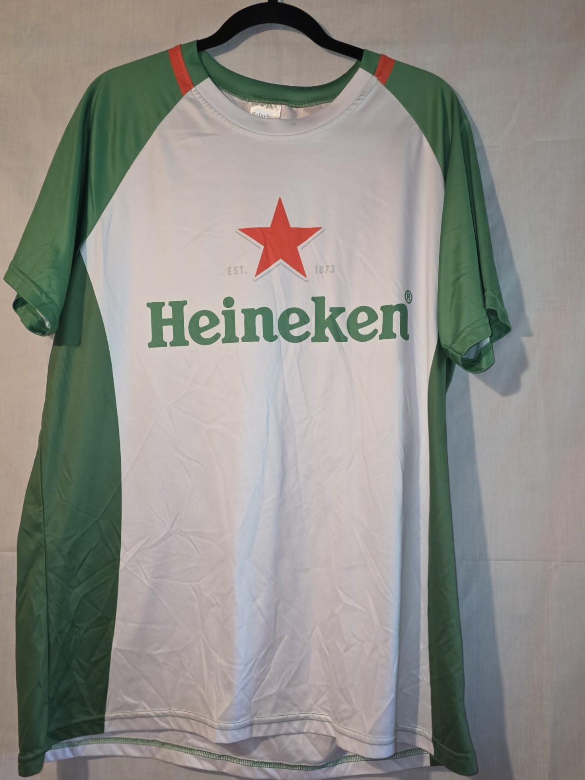 Heineken 18 Men's Large Short Sleeve Pullover Shirt - Green/White/Red gallery