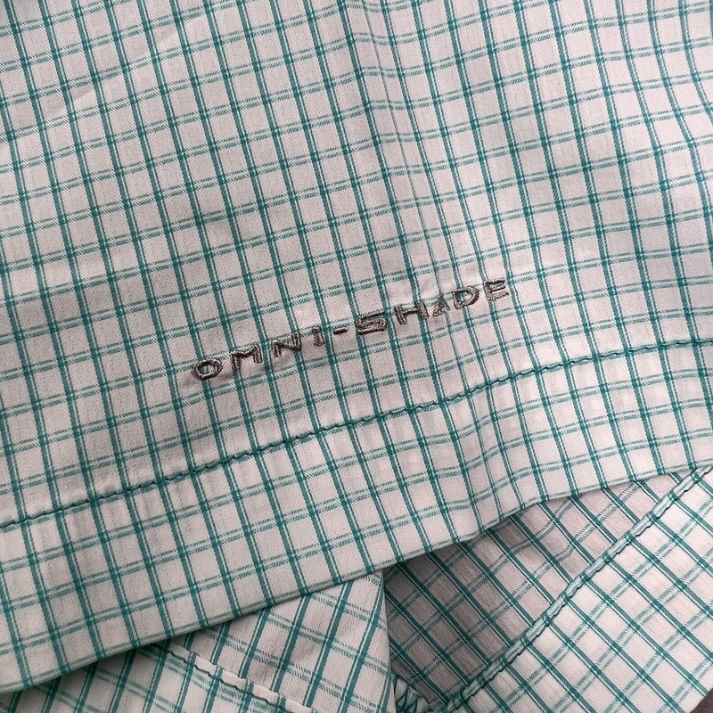 Columbia PFG Omni-Shade Shirt Mens M Green Check Short Sleeve Button Fishing gallery