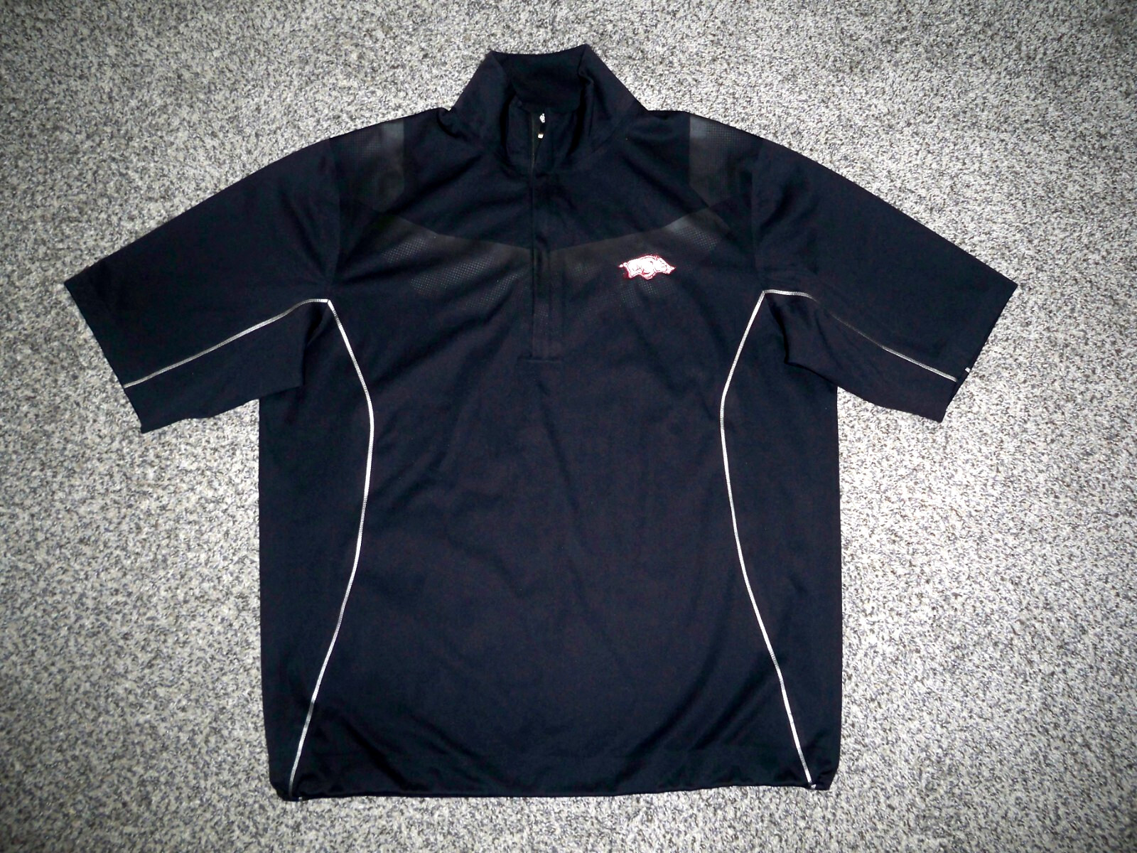 NWOT Men's NIKE GOLF Storm Fit 1/4 Zip Wind Shirt M BLACK w/Trim & ARKANSAS Logo gallery