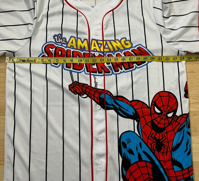 The Amazing Spider-Man Baseball Jersey #62 Men's L Marvel Striped Button Up gallery