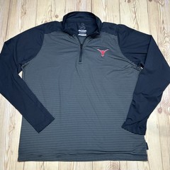 Swannies Pullover Mens 1/4 Zip Performance Black Striped Texas Longhorns